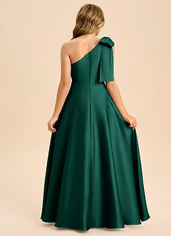 Azazie Penguin Junior Abito A-Line in Raso Elasticizzato Fiocco Smeraldo image2