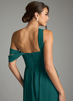 Azazie Kassandra Essayer des robes à la maison Robe Trapèze en Mousseline de soie Épaule décolletée Noir image7