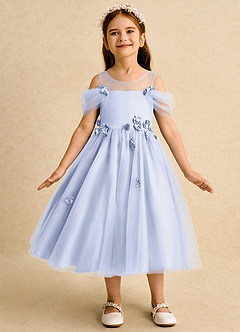 Azazie Juni Jurken voor bloemenmeisjes Baljurk Jurk van Tule Geplooid Lavendel image4