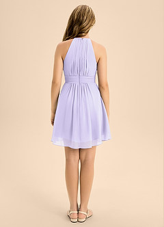 Azazie Bonnie Junior A-Linie Plissee Chiffon Kleid Flieder image2