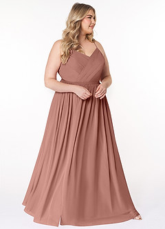 Azazie Cora Brautjungfernkleider A-Linie Plissee Chiffon Kleid Zedernrose image9