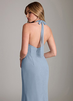 Azazie Valerie Bridesmaid Dresses Dusty Blue Mermaid Pleated Chiffon Dress image6