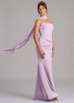 Azazie Sorrel Bridesmaid Dresses Frosted Lilac Mermaid Corset Chiffon Dress image3