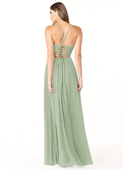 Azazie Aaida Bridesmaid Dresses Dusty Sage A-Line Corset Chiffon Dress image2