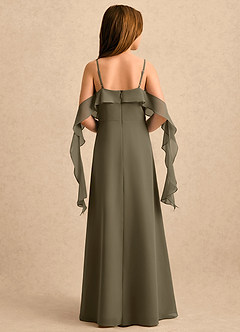 Azazie Ameena Girls Formal Flower Girl Dresses Willow Green A-Line Ruched Chiffon Dress image2