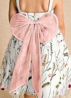 Azazie Peppa Flower Girl Dresses Ivory Rosette A-Line Sweetheart Neckline Tulle Dress image6