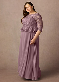 Azazie Averie vestidos de madre de la novia Vestido de Rosa Polvorienta de Gasa de Corte En A con Cuello barco Lentejuelas image12