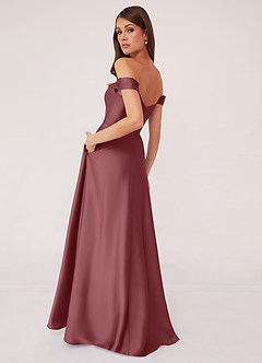 Barbie ♥ Azazie Bridesmaid Dresses Desert Rose A-Line Off the Shoulder Stretch Satin Convertible Dress image3