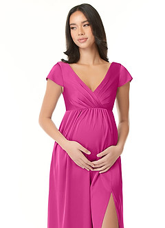 Azazie Allessia Abiti da damigella d'onore premaman Abito A-Line Plissettato Raso Elasticizzato Floor-Length image5