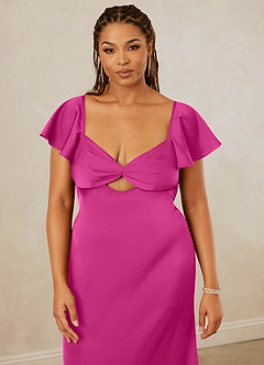 Christian Siriano Bridal for Azazie 1005 Bridesmaid Dresses Fuchsia Sheath Sweetheart Neckline Stretch Satin Dress image14
