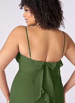 Barbie ♥ Azazie Bridesmaid Dresses Olive Sheath Bow Chiffon Dress image8