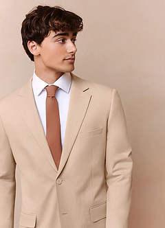 front Savile Tan Wool Blend Suit Jacket