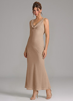 Azazie Rylina 신부 들러리 드레스 인어 주름진 쉬폰 발목 길이 드레스 image4