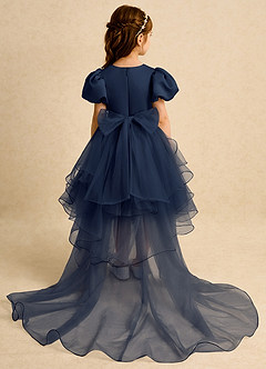 Azazie Cocoa Abiti da Ragazza di Fiori Abito Principessa in Tulle Plissettato Marino Scuro image7