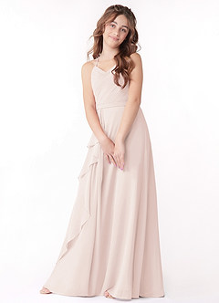 Azazie Dawn A-Line Pleated Chiffon Floor-Length Junior Bridesmaid Dress image2