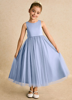 Azazie Solia Flower Girl Dresses Ice Ball-Gown Bow Tulle Dress image5
