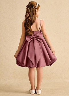 Azazie Davine vestidos de niña de las flores Vestido de Amatista de Satin Mate de Corte En A con Tirante Espagueti image8