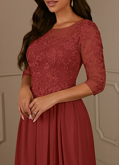 Azazie Harriet 신부의 어머니 드레스 A라인 망사 바닥 길이 드레스 image5
