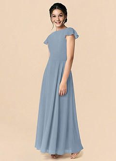 Azazie Payton Dusty Blue A-Line Bow Chiffon Dress image4