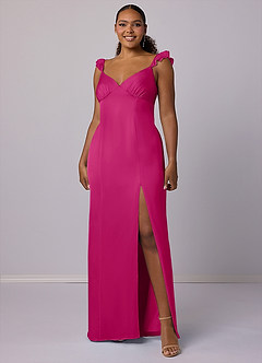 Barbie ♥ Azazie Bridesmaid Dresses Barbie Pink Sheath Stretch Satin Dress image9
