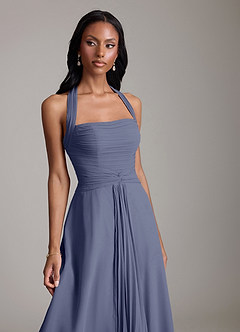 Azazie Clarisa Bridesmaid Dresses Stormy A-Line Pleated Chiffon Dress image3