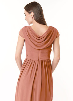 Azazie Organa Schlussverkauf A-Linie Plissee Chiffon Kleid Desert Rose image6