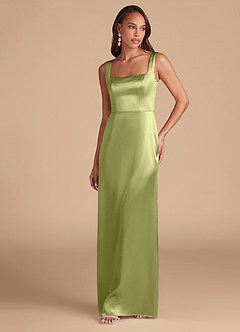 Azazie Flori Brautjungfernkleider Etui Seitliche Cut-Outs Metallischer Satin Kleid Pistazie image3