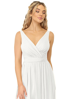Azazie Kora Bridesmaid Dresses White A-Line Pleated Chiffon Dress image5