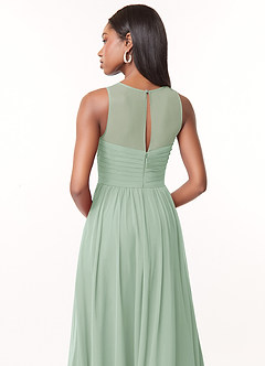Azazie Nina Brautjungfernkleider A-Linie Plissee Chiffon Kleid Agave image3