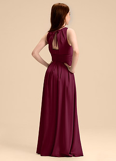 Azazie Bibiane Junior Mulberry A-Line Pleated Stretch Satin Dress image7