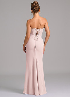 Azazie Sorrel Vestidos de damas de honor Vestido de Rosa Rubor de Gasa de Corte Sirena con Corsé image2