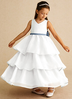 Azazie Sweetums Flower Girl Klänningar Klänning A-Linje i Organza Rosett image4