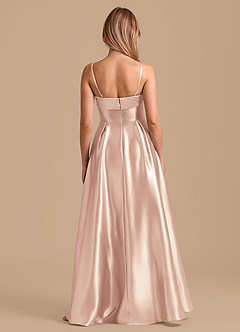 Azazie Lucienne Bridesmaid Dresses English Rose A-Line Pleated Metallic Satin Dress image2