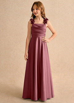 Azazie Rosita Girls Formal Flower Girl Klänningar Klä A-Line i Stretch Satin Plisserad image4