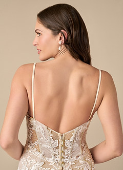 Azazie Leilani Robes de mariée Robe Sirène en Tulle Paillettes Blanc Diamant Caramel image9