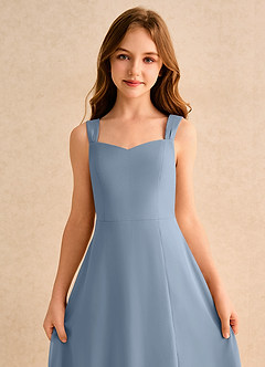 Azazie Makani Girls Formal Flower Girl Dresses Dusty Blue A-Line Sweetheart Neckline Chiffon Dress image6