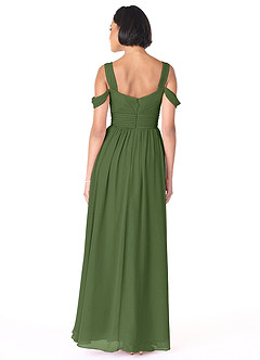 Azazie Lianne Jurken voor bruidsmeisjes Jurk van Chiffon met A-Lijn Off the Shoulder Olijf image4