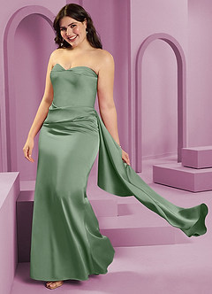 Barbie ♥ Azazie Final Sale Matcha Sheath Strapless Stretch Satin Convertible Dress image14