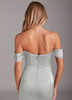 Azazie Saige Suknie dla druhen Syrena Zza ramienia Satyna elastyczna Długość kostki Sukienka image7