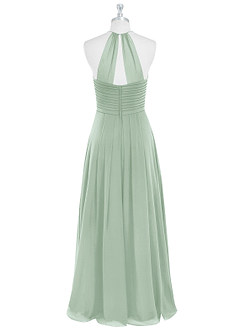 Azazie Ginger Bridesmaid Dresses Agave A-Line Halter Pleated Chiffon Dress image7