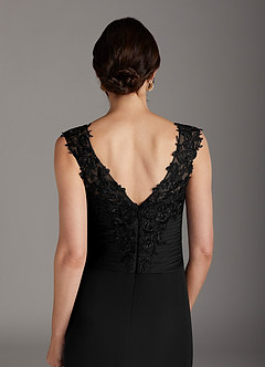 Azazie Edelin Mother of the Bride Dresses Black A-Line Sweetheart Neckline Pleated Mesh Dress image7