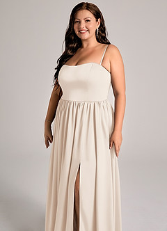 Azazie Calianna Brudtärnklänningar Klä av A-Linje i Stretch Satin Av axeln Vit Alabaster Konvertibel image6