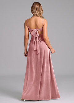 Azazie Zeya Robes de demoiselle d'honneur Robe Trapèze en velours Plissée Rose Poussiéreuse image7