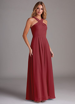 Azazie Dixie Suknie dla druhen Linia A Pofałdowany Szyfon Do ziemi Sukienka image4