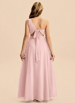 Azazie Phaedra Junior Powder Pink A-Line Pleated Chiffon Dress image2