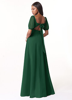 Azazie Alani Bridesmaid Dresses Dark Green A-Line Square Neckline Chiffon Dress image2