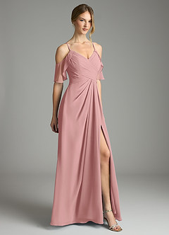 Azazie Dakota Bridesmaid Dresses Dusty Rose A-Line V-Neck Pleated Chiffon Dress image9
