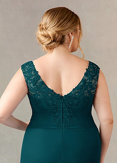 Azazie Edelin Mother of the Bride Dresses Pine A-Line Sweetheart Neckline Pleated Mesh Dress image18