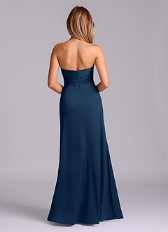 Azazie Sabrine Final Sale Dark Navy A-Line Sweetheart Neckline Stretch Satin Dress image2