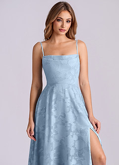 Azazie Elle Jurken voor bruidsmeisjes Jurk van Bloemen Burn-out met A-Lijn Geplooid Hemelsblauw image5